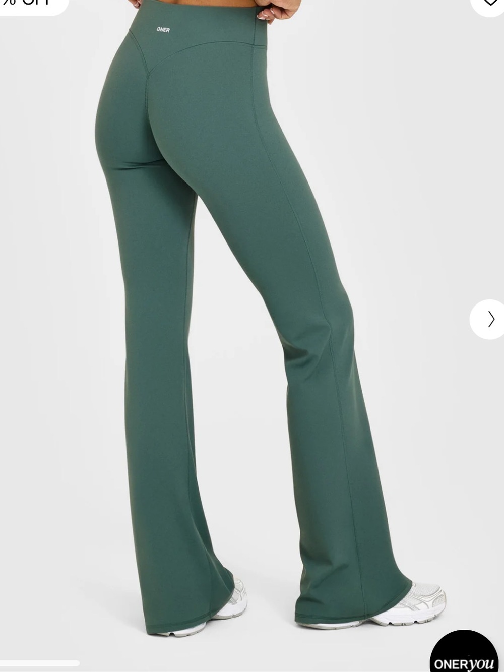 Oner Active Women's High-Waist Flared Leggings in Forest Green